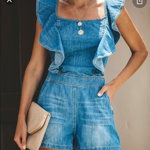 Vici Pants - Denim backless romper